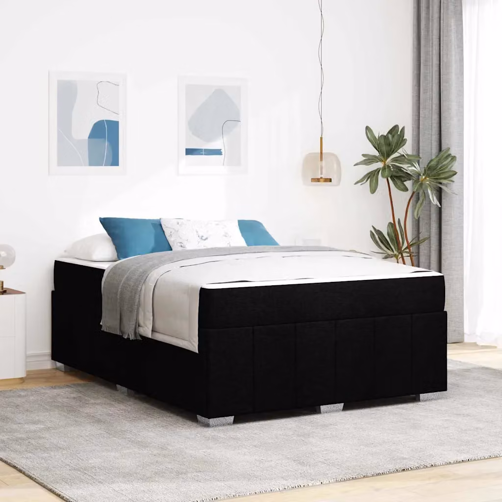 Struttura letto con materasso vidaXL in tessuto nero, L: 160 cm, P: 200 cm – 1