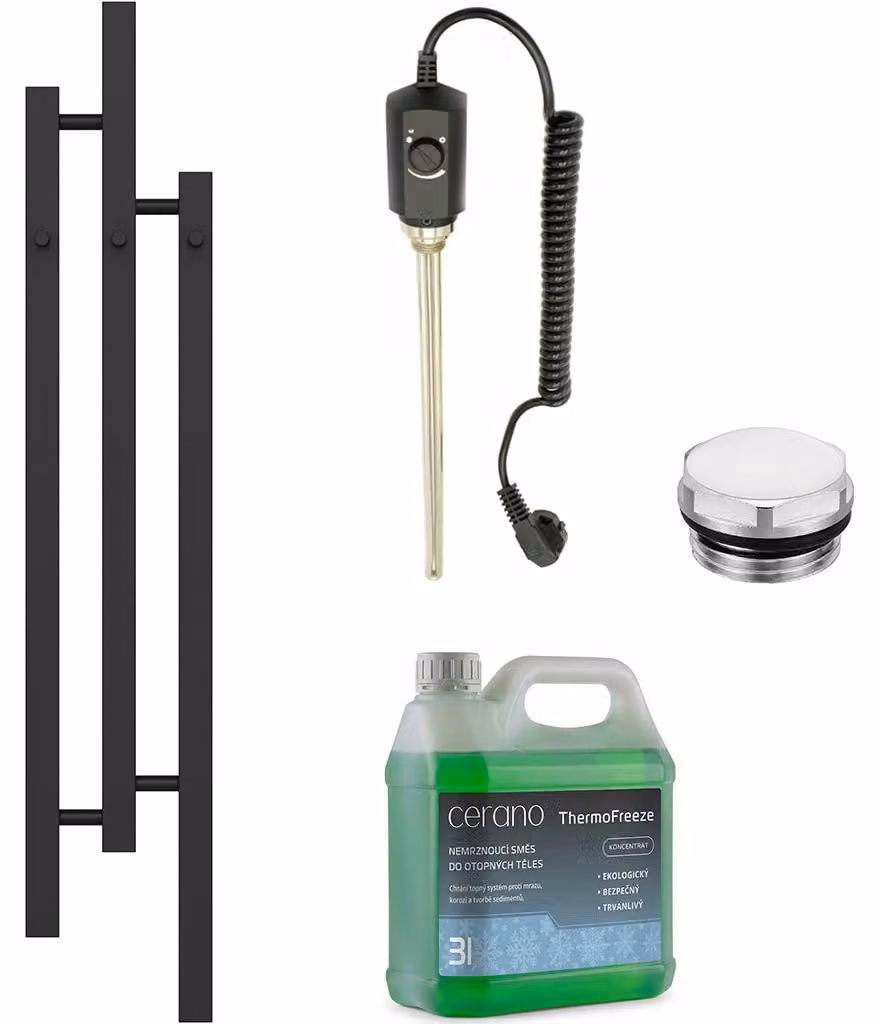 Set di radiatori elettrici da bagno Fabiano - 300W - nero opaco - 1200x220 mm