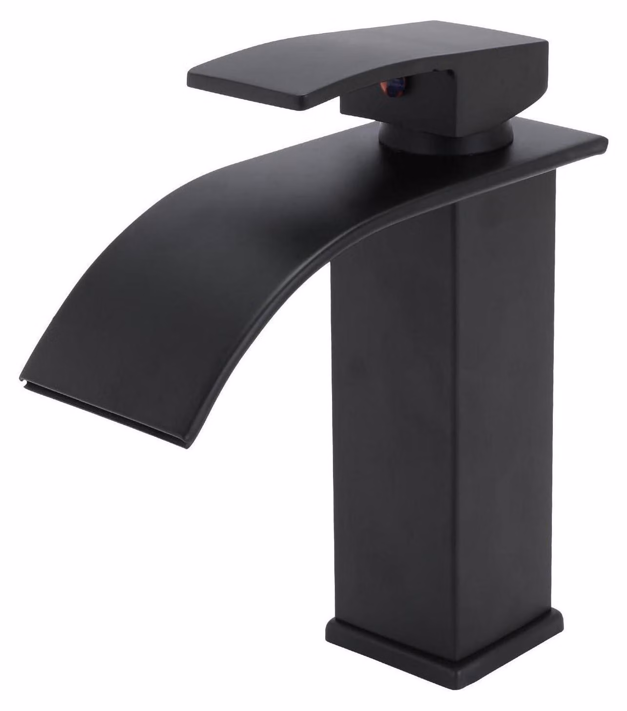 Miscelatore monocomando per lavabo, modello "waterfall", colore nero, con bocca di uscita da 110 mm e attacco G3/8