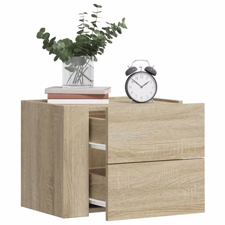 Comodino a muro vidaXL in legno Rovere Sonoma, L 45 cm x P 30 cm x H 35 cm