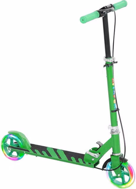 Monopattino per bambini AIYAPLAY con ruote luminose e impugnatura regolabile, pieghevole, colore verde