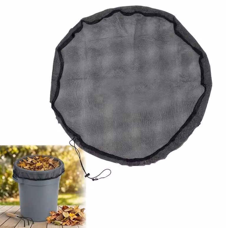 Contenitore per rifiuti da esterno, rete da 95 cm, con cordoncino di chiusura, protezione da foglie e insetti