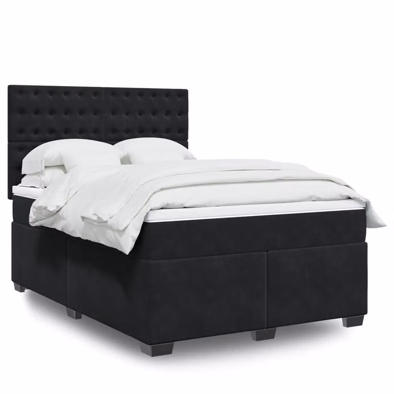 vidaXL Giroletto a Molle con Materasso in Velluto Nero L: 140 cm, P: 190 cm