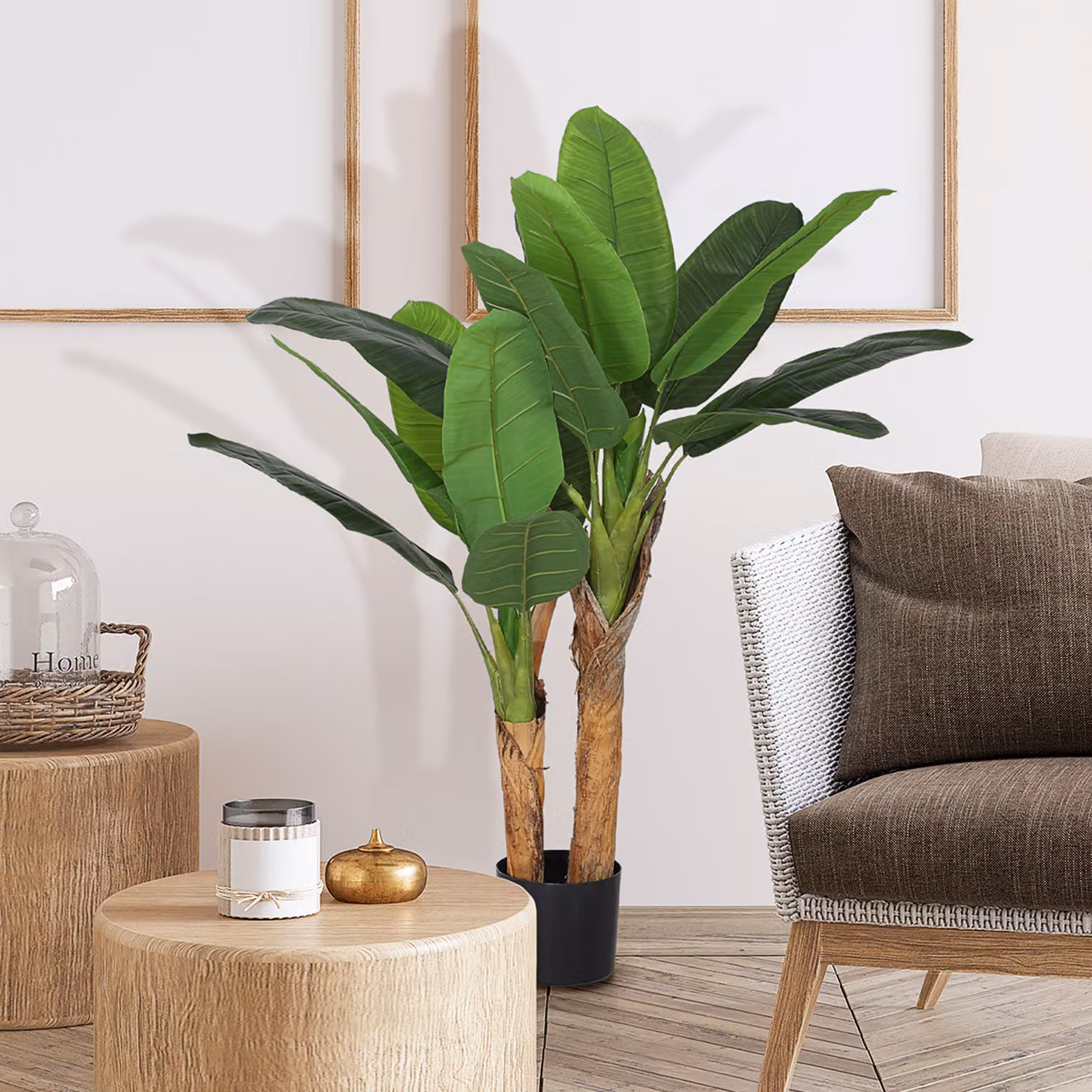 Pianta artificiale di banano HOMCOM verde con vaso per interni, Altezza: 120 cm – 2