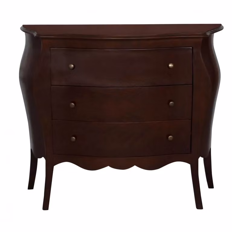 Cassettiera classica in legno di pino con 3 cassetti Mobili 2G colore marrone L: 118 cm, P: 50 cm, H: 85 cm