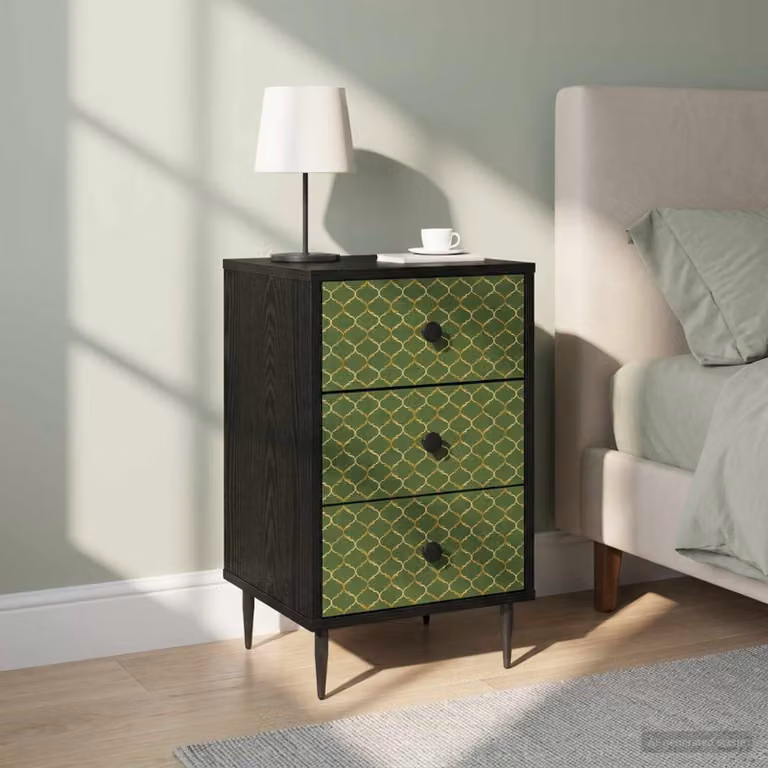 Set di 2 Armadi da Notte vidaXL GELEEN in Rovere e Nero, Design Moderno, L/P/H: 36 x 33 x 61 cm