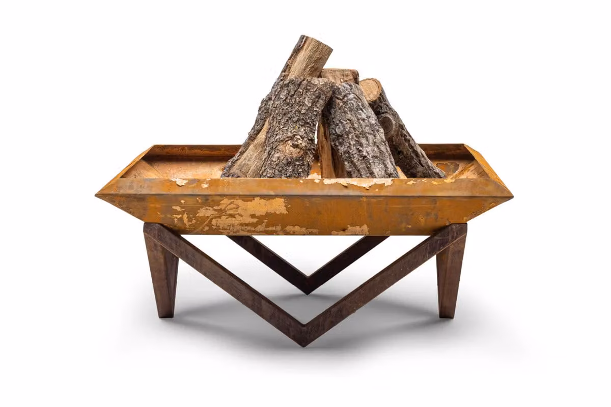 FAVILLA Pozzetto in acciaio Corten (77×77 cm) - Focolare da esterno resistente alle intemperie e al calore - per giardino e terrazza