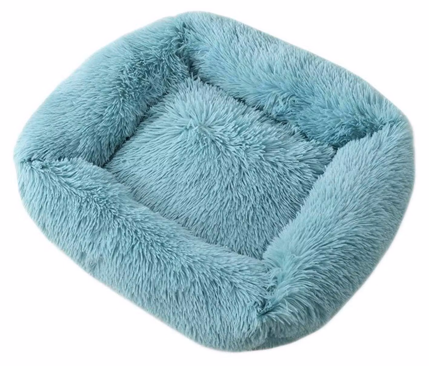 Cuccia per animali domestici, tappetino in peluche, forma quadrata, adatta a gatti e cani, colore blu, taglia XS