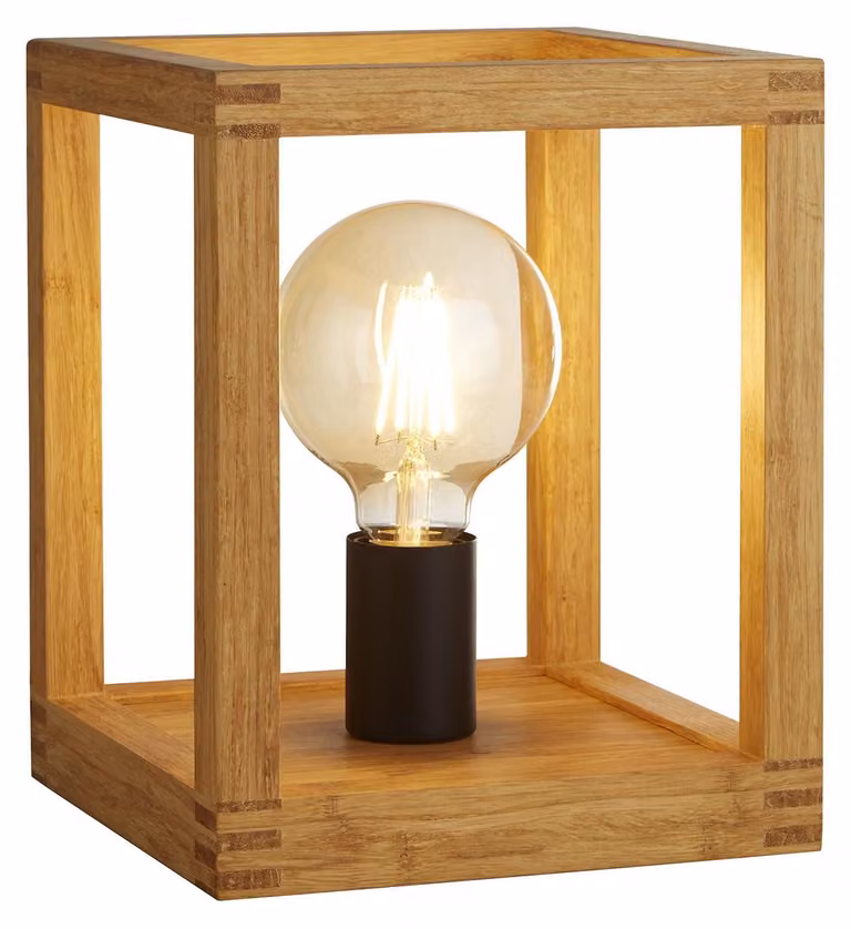 Abatjour Industrial-Nordico Square Legno Marrone Nero 1 Luce E27
