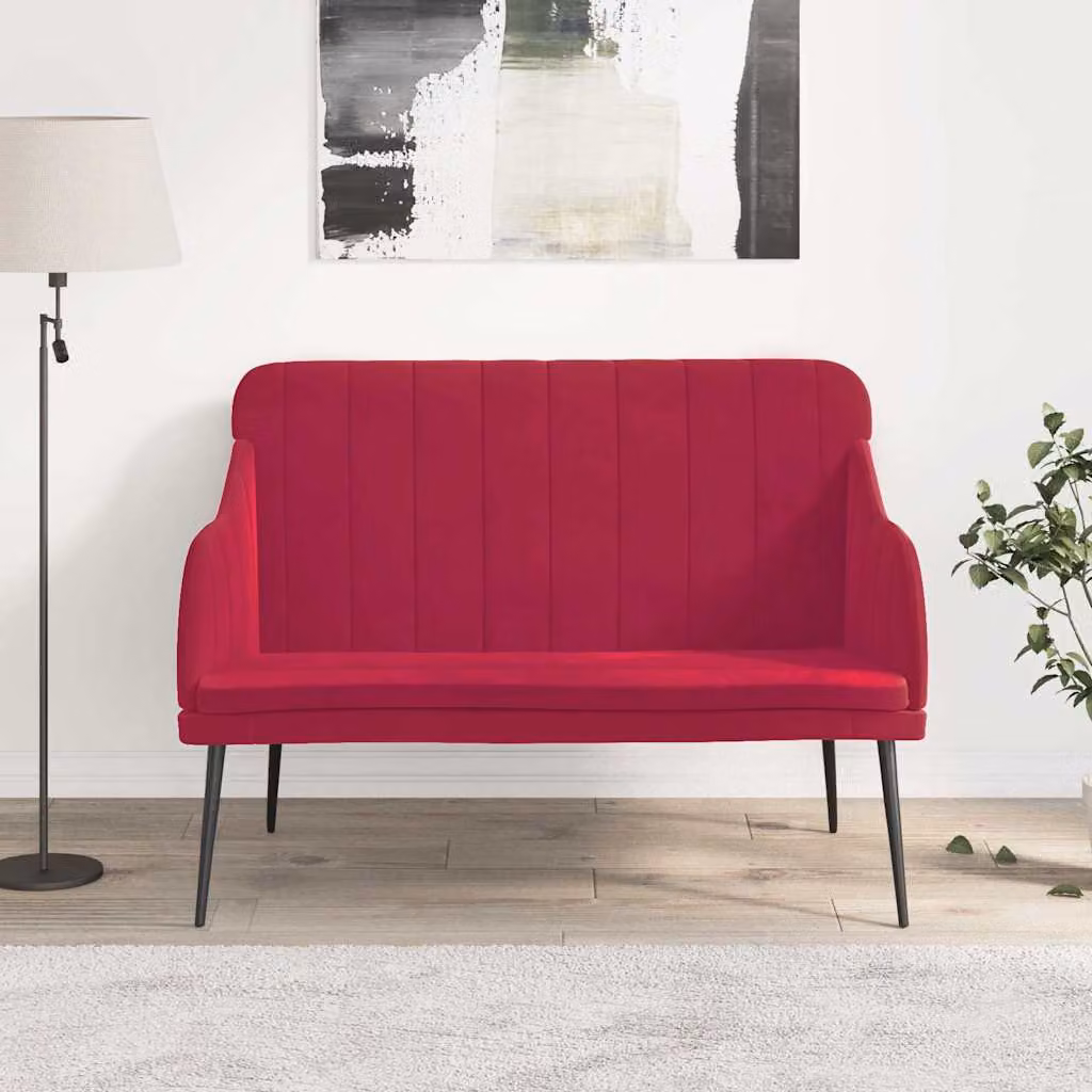 Panca vidaXL in velluto rosso vino per soggiorno L: 110 cm, P: 76 cm, H: 80 cm
