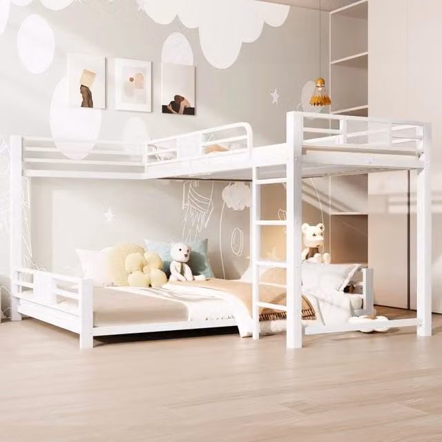 letto a castello in metallo bianco 204 x 204 cm