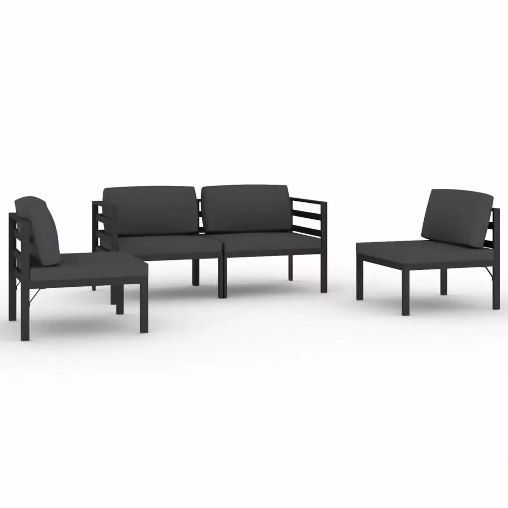 Set di divani da giardino vidaXL 4 pezzi in alluminio antracite con cuscini in tessuto resistente ai raggi UV – 2