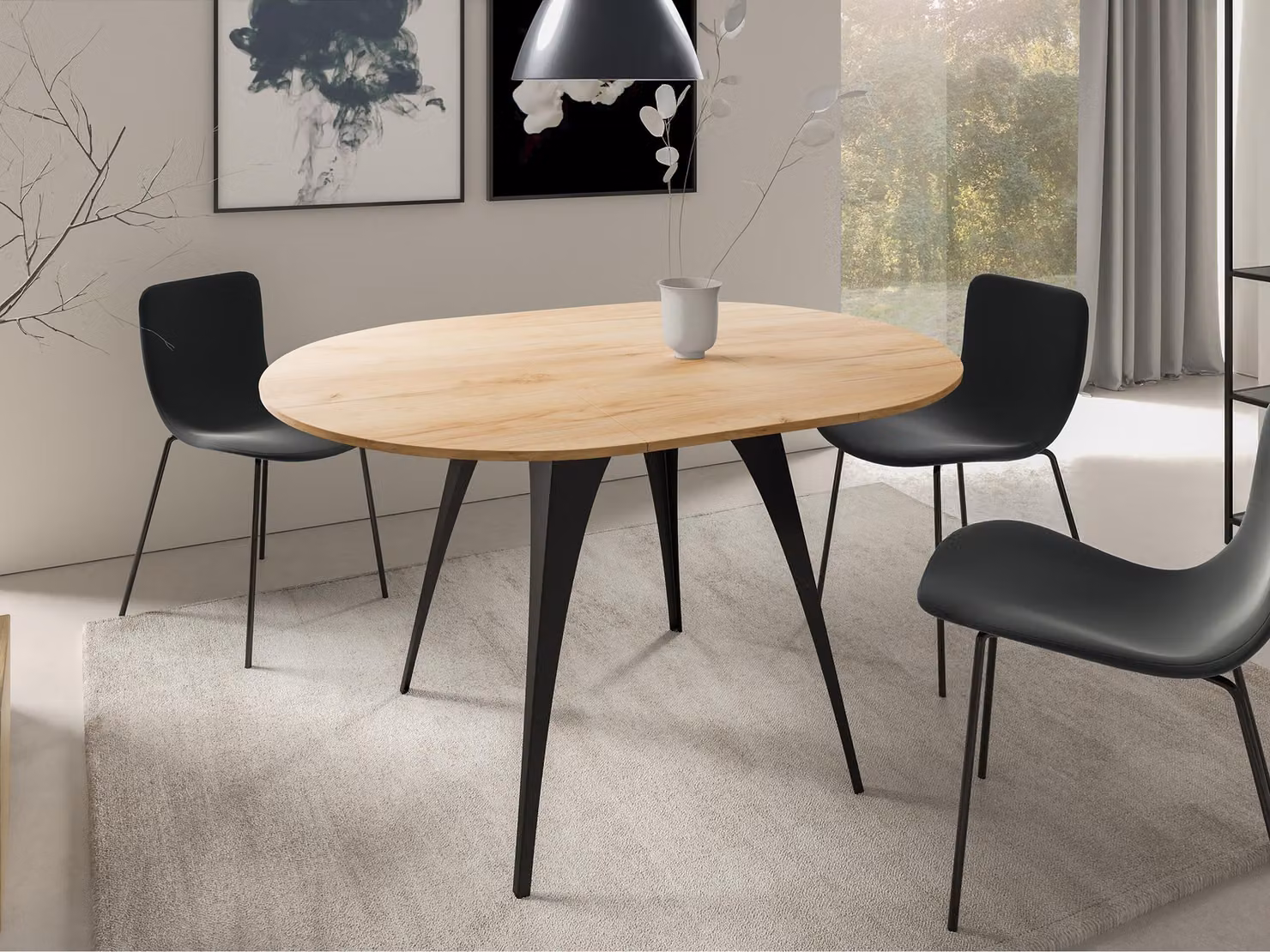 Tavolo da cucina allungabile LUSI - rovere kraft oro / nero
