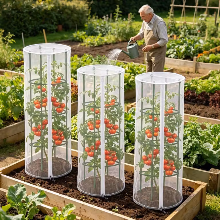 Reti di protezione per pomodori, per evitare che le piante si danneggino e per proteggere da insetti e uccelli, dimensioni 150 x 45 cm, con cerniera (confezione da 3 pezzi)