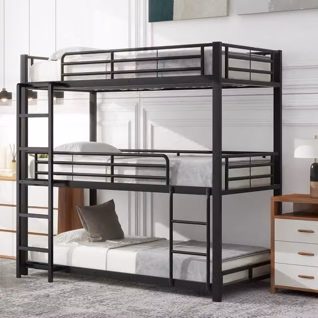 Letto a castello triplo ¨C Minimal ¨C Nero metallo 90x200cm