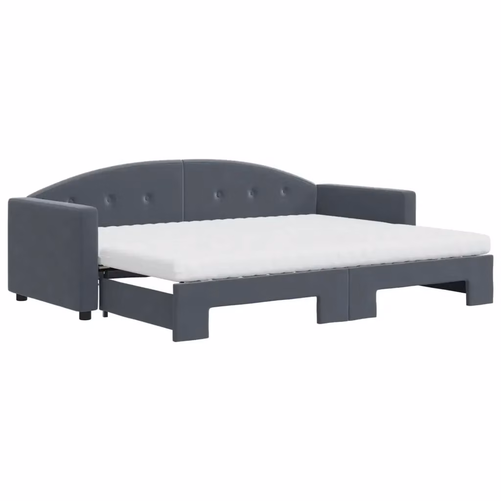 Divano Letto Estraibile vidaXL in Velluto Grigio con Cassetto per Soggiorno e Camera da Letto L/P/H: 222 x 80 x 75 cm – 2