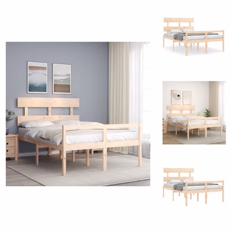 vidaXL Letto in legno massiccio con testiera 140x190 cm - Letti e strutture letto