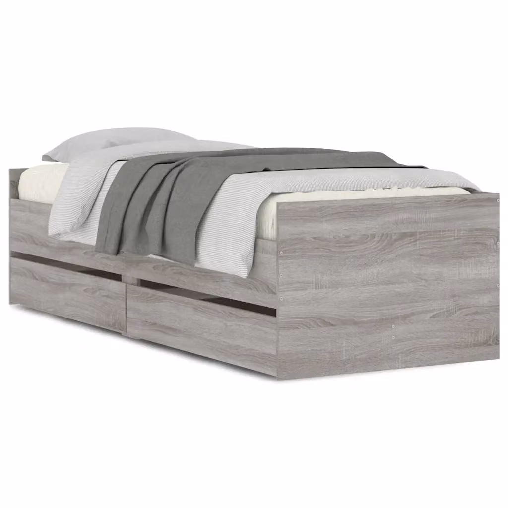 vidaXL Giroletto con Cassetti in Legno Grigio Sonoma 90x190 cm – 2