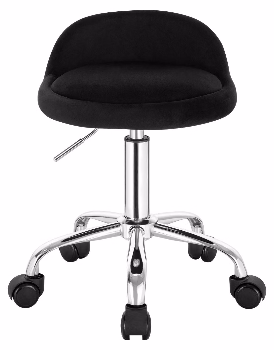 Sedia da ufficio con rotelle - Sedia girevole - Regolabile in altezza - Girevole - Imbottita - Schienale basso - Rivestimento in velluto - Colore nero