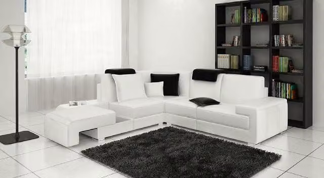 Divano angolare imbottito, set divano angolare, divano in pelle, modello D3303C