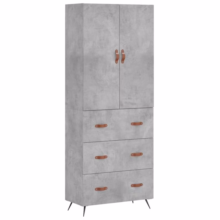 Credenza Grigio Cemento 69,5x34x180 cm in Legno Multistrato