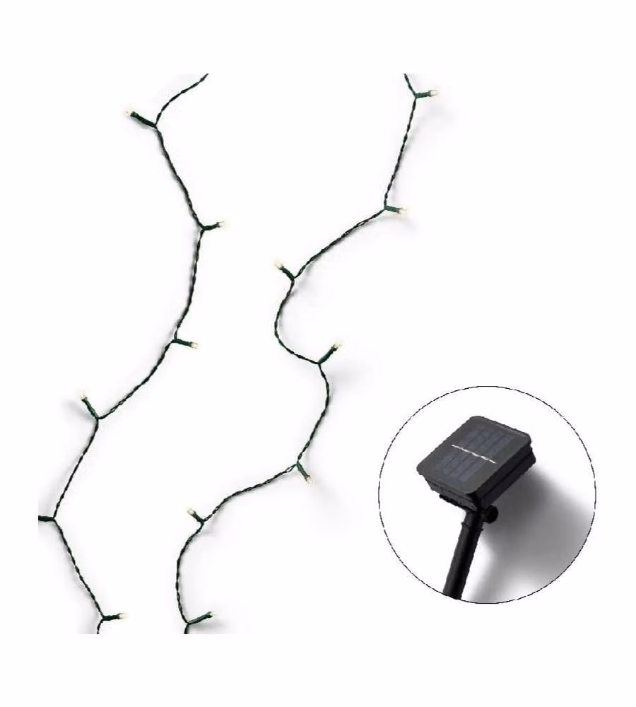 Lumineo Luci di Natale 100 LED Bianco Caldo Energia Solare - 12,9 m