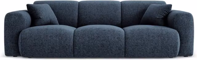 Divano 3 posti Nolio Cosmopolitan Design in ciniglia blu con cuscini coordinati L: 235 cm, P: 72 cm, H: 84,5 cm
