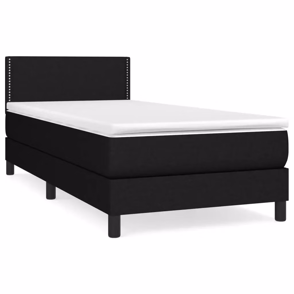 Letto Ibrido vidaXL con Giroletto a Molle e Materasso in Tessuto Nero e Bianco L/P/H: 90 x 190 cm – 2