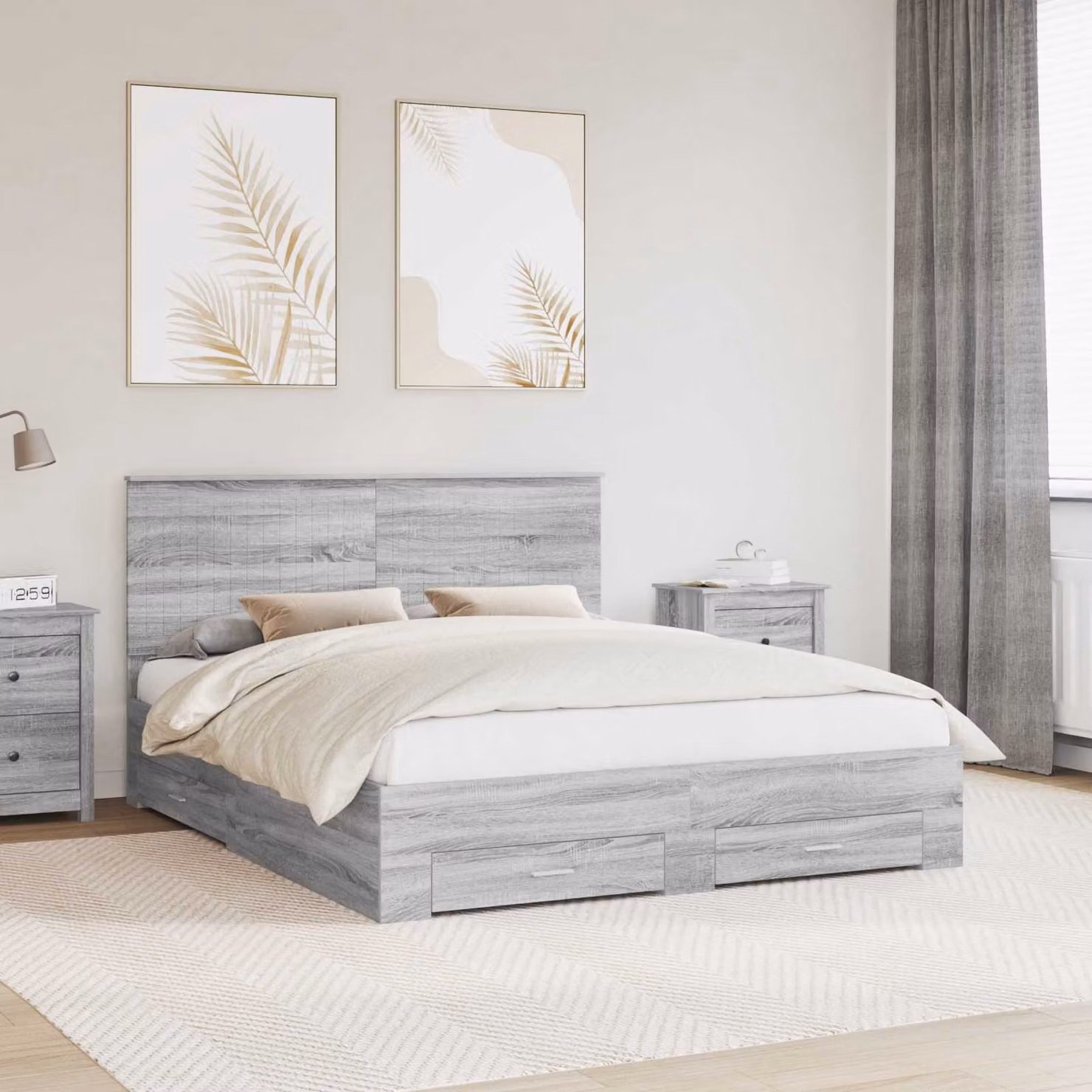 Struttura del letto con cassetto vidaXL in legno Grigio Sonoma L: 160 cm, P: 200 cm, H: 100 cm