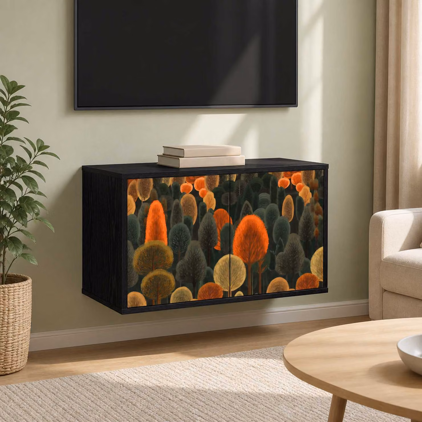 Mobile TV da parete vidaXL ZAANDAM in Rovere Nero, L 69 cm x P 33 cm x H 40 cm