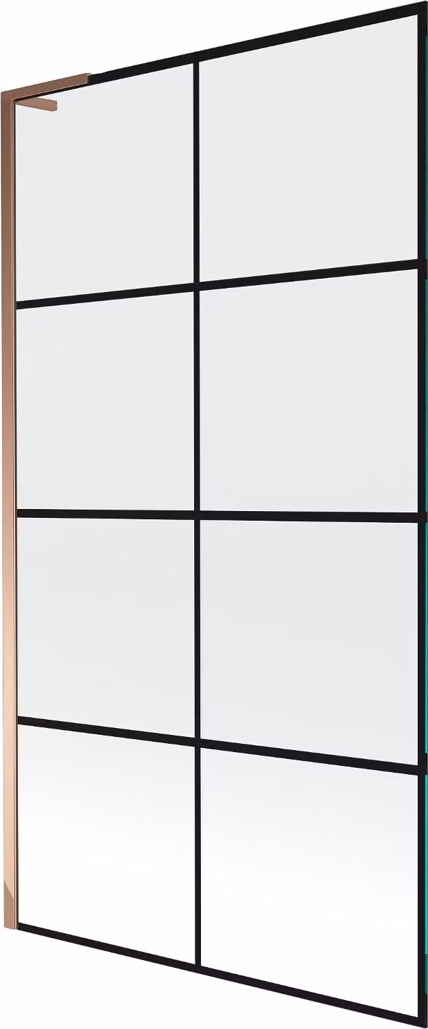 Mexen Next L paratia per vasca da bagno a 1 anta 100 x 150 cm, griglia nera, oro rosa - 895-100-000-03-77-60