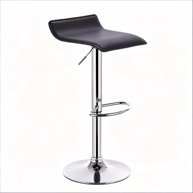 Sgabello da bar girevole Chicfurn in similpelle nera con design moderno ed ergonomico