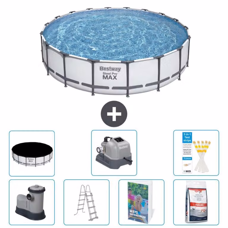 Bestway Steel Pro MAX, piscina in acciaio, forma rotonda - 549x122 cm - composta da 6 parti, modello S649