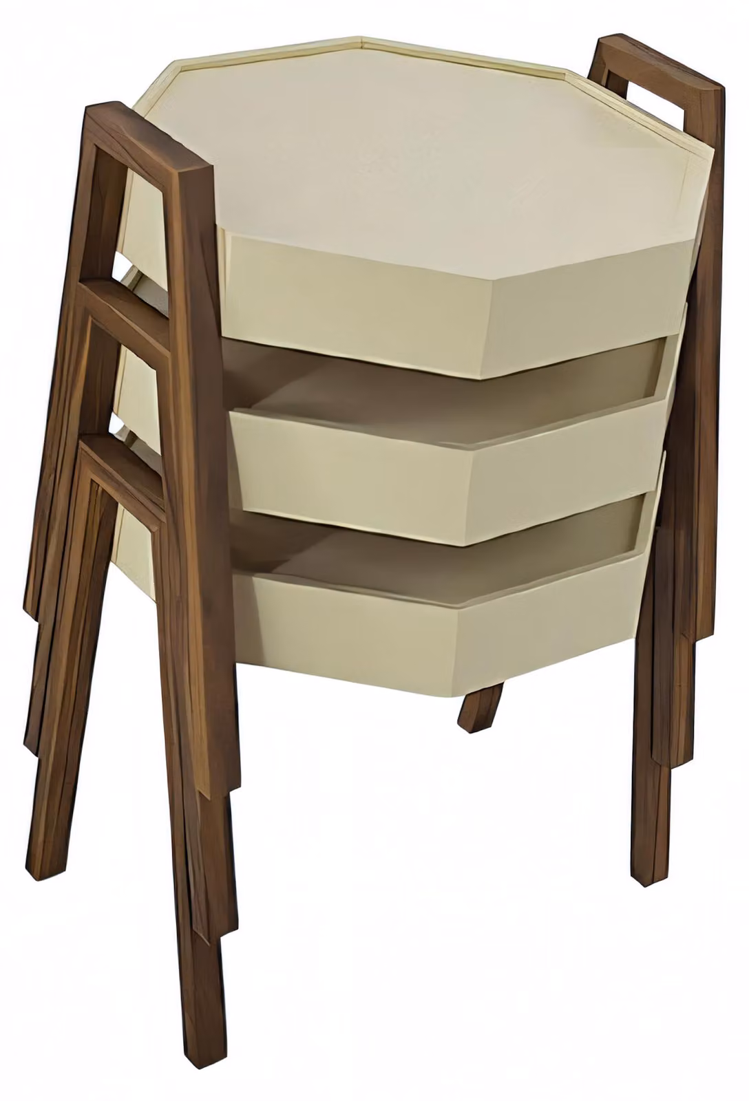 Elegantes Beiges Holz Couchtisch-Set Modern Wohnzimmermöbel
