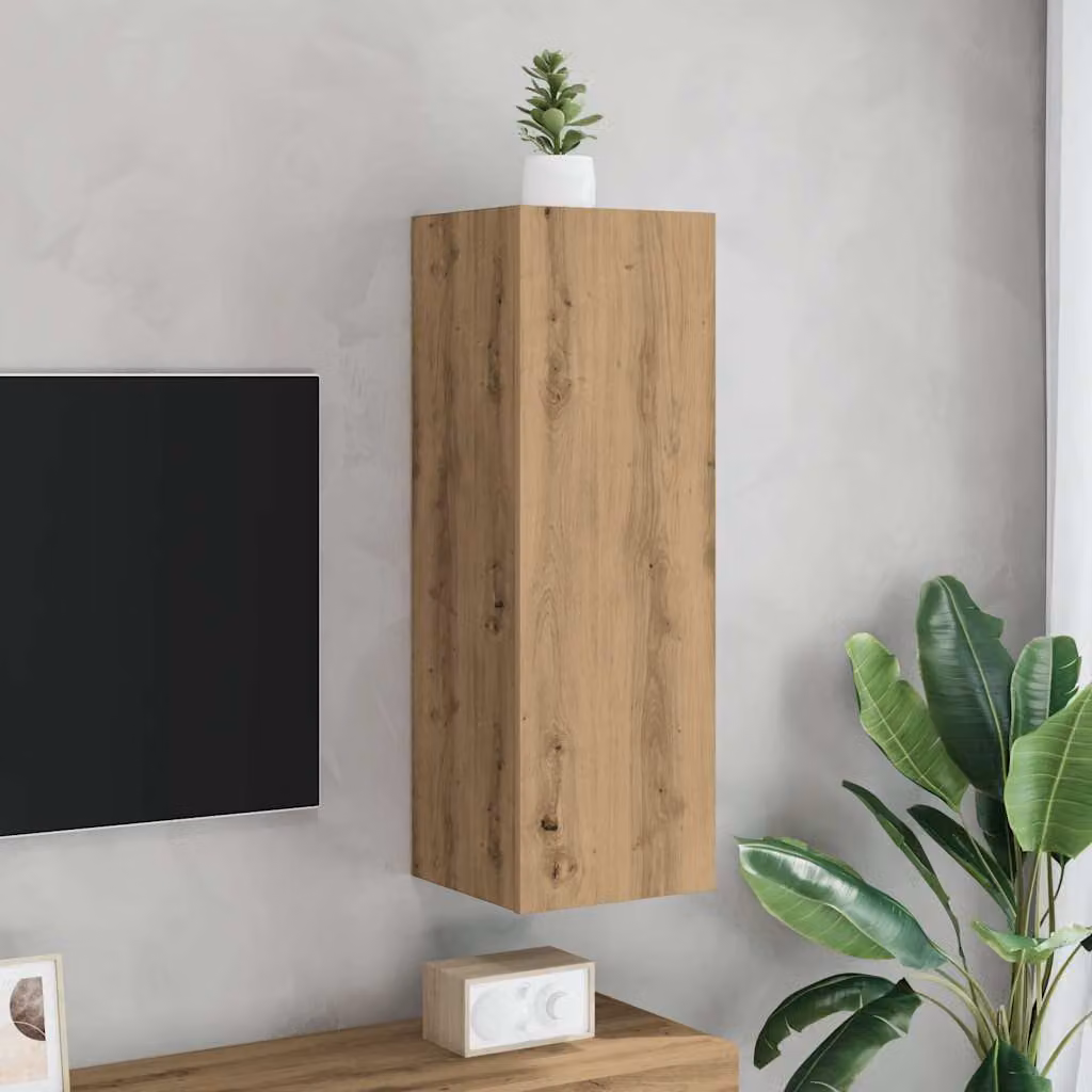 Mobile TV vidaXL in legno multistrato color rovere, design moderno per soggiorno, L 30,5 cm x P 30 cm x H 90 cm
