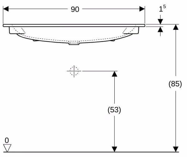 Geberit iCon lavabo pour meubles, sans trou pour robinetterie, sans trop-plein, 900x480mm, 501.845.00.4, 501.845.00.4