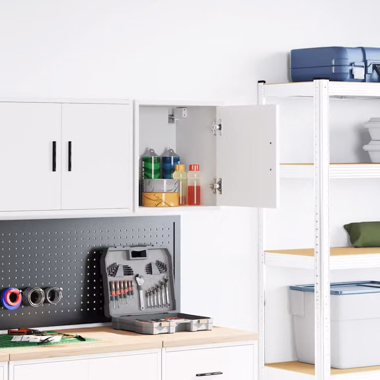 vidaXL Pensile per Garage Bianco in Legno Multistrato