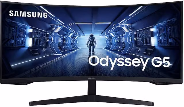 Monitor Gaming Curvo Samsung Odyssey G5 da 34 pollici, WQHD, 165 Hz, Nero