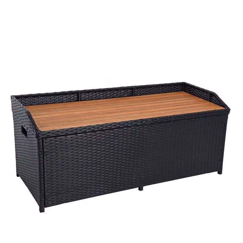 Panca da giardino con cuscino cassapanca in rattan panca in polyrattan nero