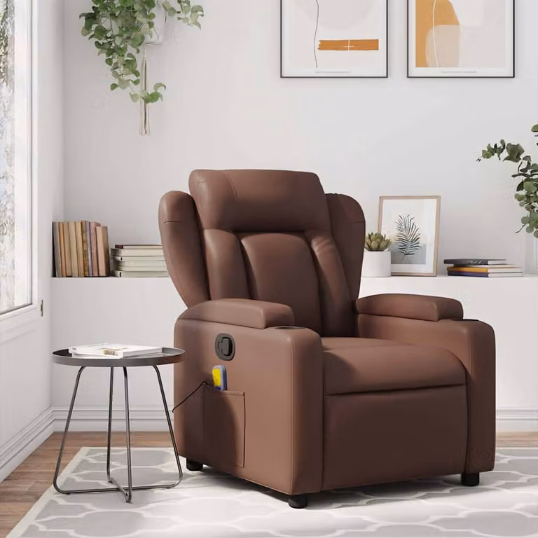 vidaXL Poltrona Reclinabile Relax in Similpelle Marrone con Braccioli e Regolazione Manuale