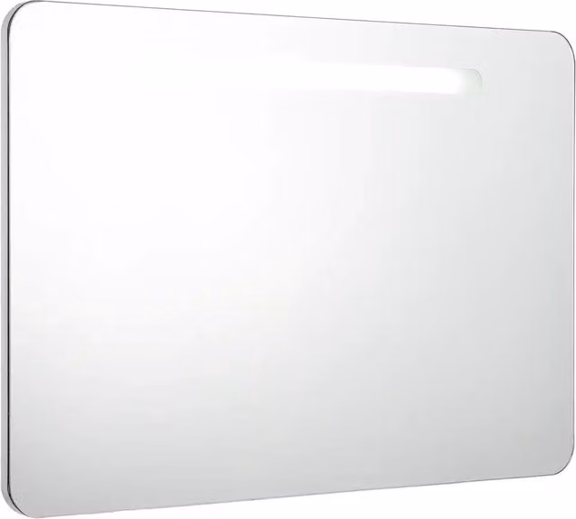 Armadietto da bagno moderno DESIGN IN con specchio e illuminazione LED, bianco e argento, L 80 cm x P 9,5 cm x H 55 cm – 1