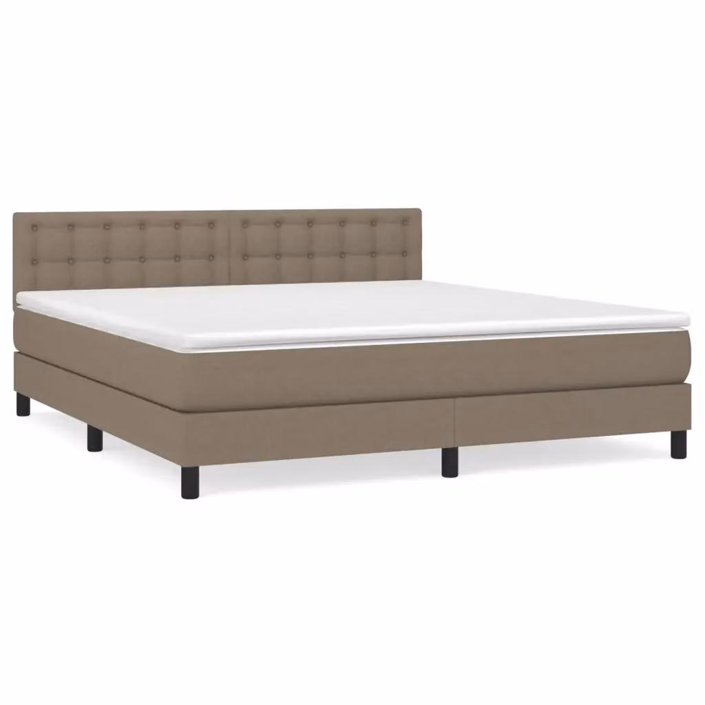 Letto Ibrido con Giroletto a Molle e Materasso vidaXL in Tessuto Beige e Bianco L/P: 180 x 200 cm – 2