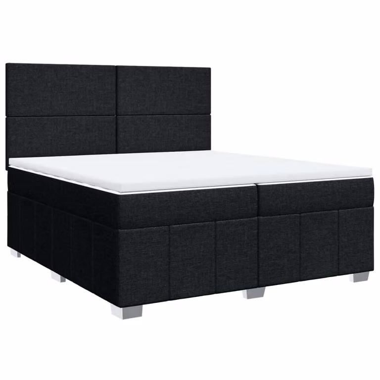 Giroletto a Molle con Materasso Nero 200x200 cm in Tessuto