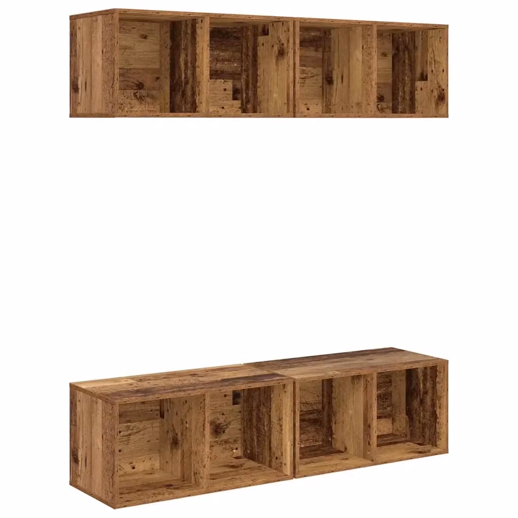 Set di 4 credenze per TV vidaXL in legno marrone stile minimalista L/P/H: 37 x 37 x 72 cm – 2