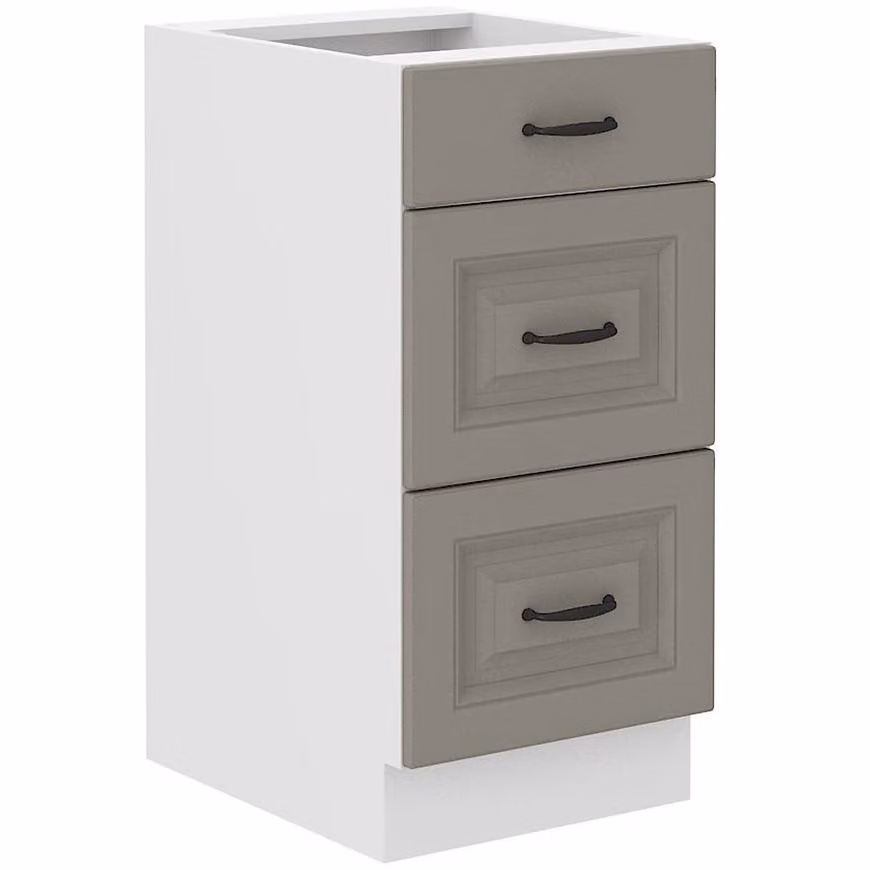Armadietto da cucina con cassetti SOPHIA - larghezza 40 cm, grigio chiaro / bianco