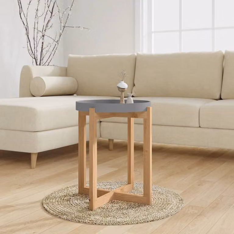 The Living Store tavolino grigio 41x41x48,5 cm materiale a base di legno e legno di pino massiccio
