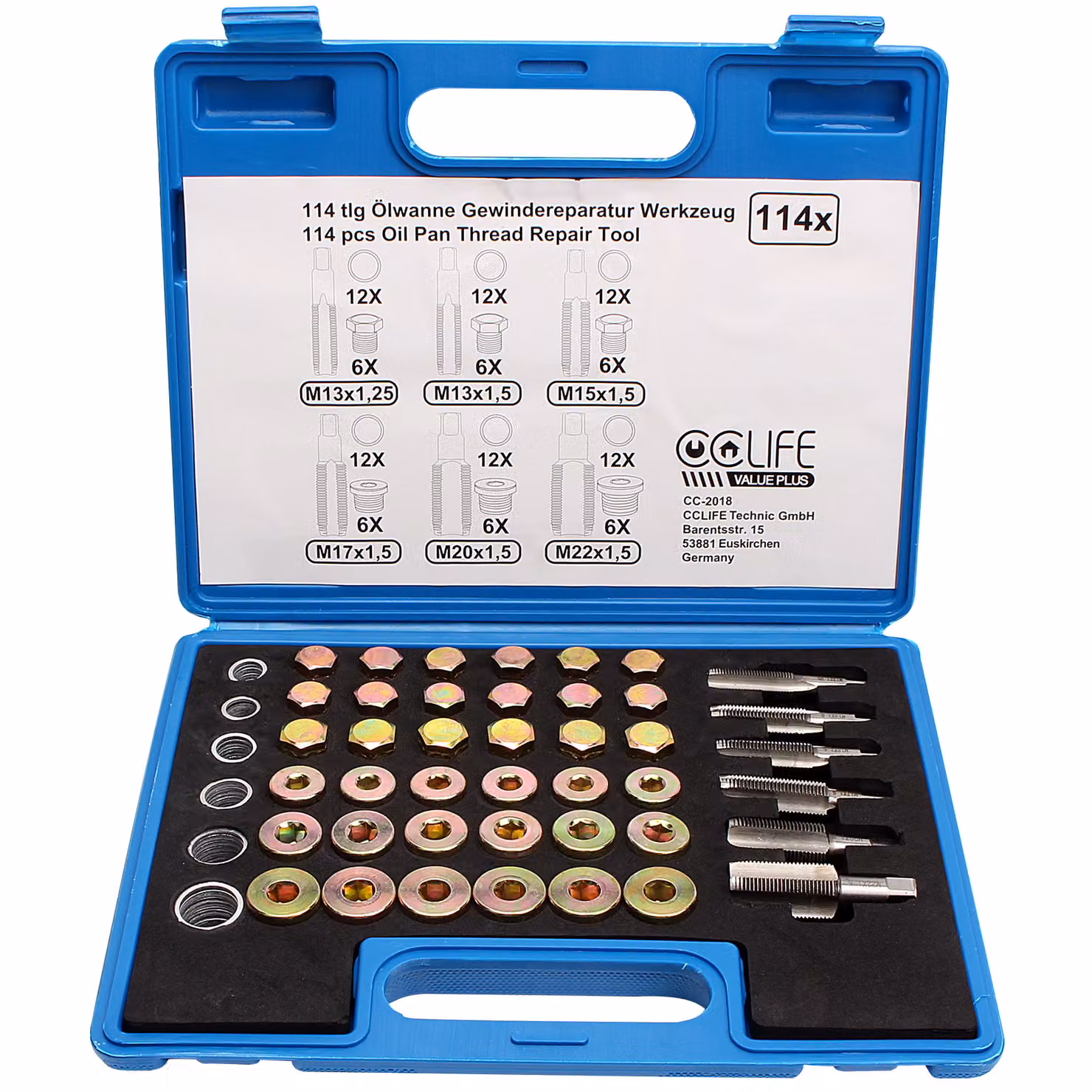CCLIFE Tappo di scarico dell'olio Vite della coppa dell'olio Riparazione della filettatura M13 M15 M17 M20 M22