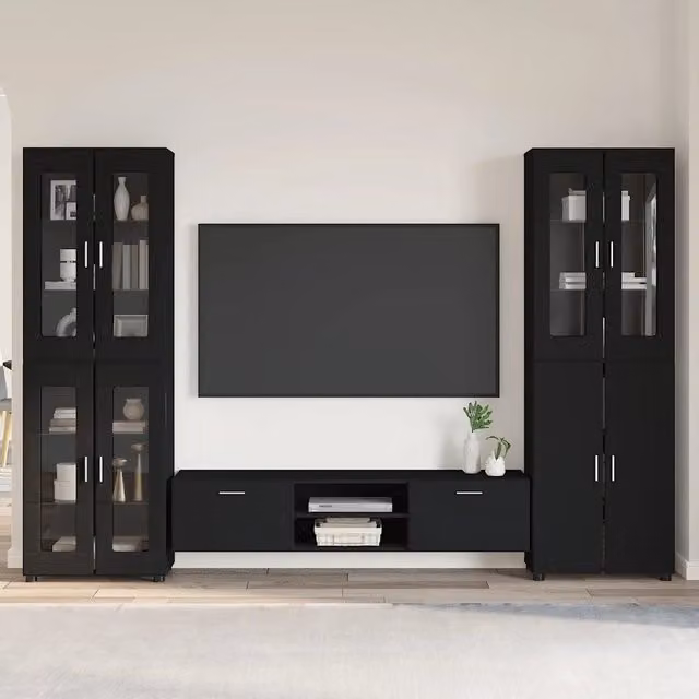 Set mobile TV FLORIN 3 pz Nero Legno ingegnerizzato 3398005