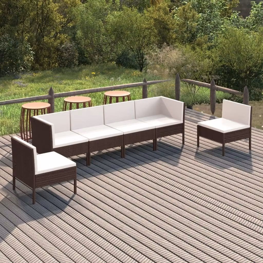 Maison Exclusive - Set da giardino 6 pezzi con cuscini in polyrattan marrone