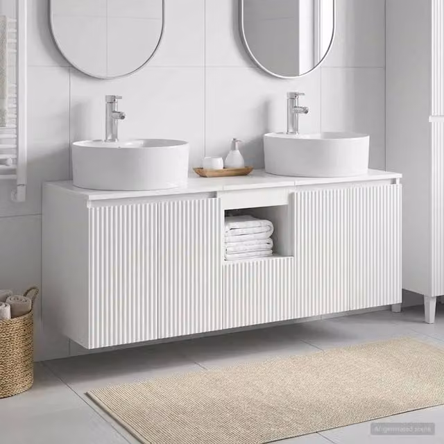 Set di Armadi da Bagno 3 pz Bianco Lucido 49,5 x 44,5 x 65 cm